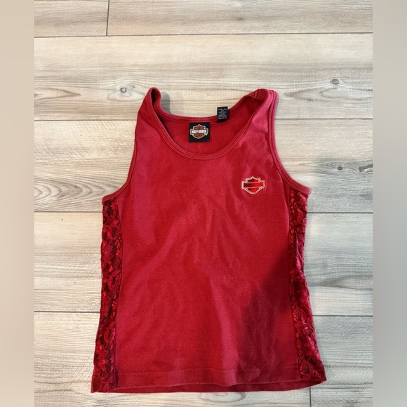 Harley-Davidson Tops - Women’s Harley-Davidson Red Tank Top with Logo lace sides
